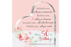 Brikabia 50th Birthday Gifts for Women, 50 Birthday Gift for Her Women Friends Wife, Happy 50th Birthday Gift Idea for 50 Year Old Women, Personalised Acrylic Keepsake 50th Birthday Decoration