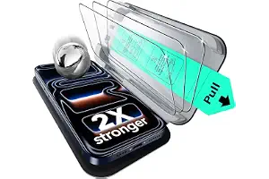 ESR Pack 3 Protectores Pantalla para iPhone 17 Pro Max, Grado Militar, No Astilla, Dureza 9H, Cristal Templado, Cobertura total, Bandeja UltraFit
