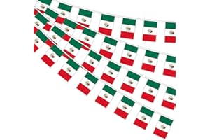 AhfuLife Mexico Wimpelkette mit Mexikanische Flaggen, 1 Stück Beidseitig Rechteck Stoff Mexiko Wimpel Fahne für 2025 Fußball Rugby WM Olympische Hausgarten Party Bar Deko