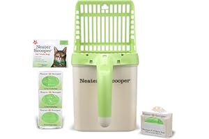 Neater Pet Brands - Neater Scooper Cat Litter Scoop and 60 Count Refill Bag Bundle - Cat Litter Sifter Poop Scoop System with Extra Waste Bags, Green