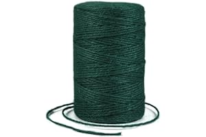 Uiopa Ficelle Jute 2mm x 200m, Ficelle Corde Jute Naturel Fil de Jardinage Corde Chanvre, Cordelette pour Jardin, Bricolage d'art Créatif, L'emballage Cadeau, Deco Noel (Vert foncé)