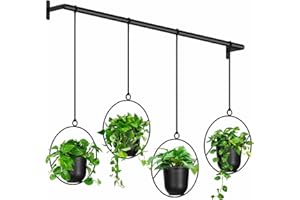 Mutool Hanging Planter Pots for Indoor Herb Garden, 4 Pack With Melamine Planters, Rope & Modern Wall and Ceiling Plant Holder, Black