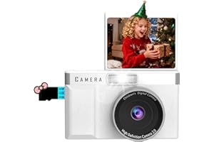 HOFAOUG Kids Digital Camera with 180° Flip Screen, 32GB Memory Card, 1080P HD Pocket Compact Cameras, Educational Games Digital Cameras, Ideal Vlogging Camera Gifts for Children Boys Girls(White)