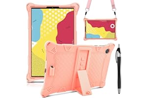 KATUMO Funda para Lenovo Tab M10 FHD Plus (2nd Gen) 10.3" 2020 (TB-X606F X606X) Silicona a Prueba de Golpes Soporte Ajustable con Cinturón de Hombro y Pluma Táctil,Naranja