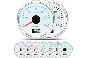 PIOUSUNT 52mm Geschwindigkeitsmesser Boot GPS Tacho Kilometerzähler 0-60Km/H Wasserdichter IP67 7-Farben Tachometer Messgerät für Auto Boot Yacht 12V/24V