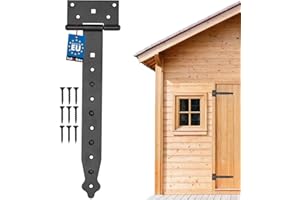 Kotarbau – Charnière à penture droite de 100 à 400 mm – Pour volet, porte, portail, ferrure de jardin – Avec revêtement thermolaqué, noir