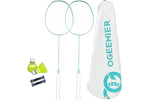 ‎OGEENIER OGEENIER Badmintonschläger Set,mit 2 Badminton Schläger Profi Leicht, 2 Griffbänder und 2 Federball und 1 Badmintonschläger mit Tasche