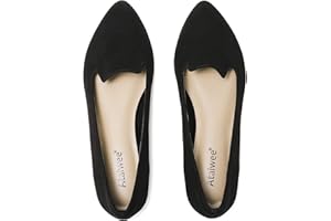 Ataiwee Women's Wide Width Pointed Suede Plus Size Loafer Dress Shoes.