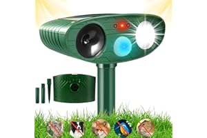 GADSDEN AND CULPEPER Cat Repellent, Garden Solar Animal Repellent, Waterproof Ultrasonic Cat Repellent, Cat Scarers with LED Flash Light and PIR Motion Sensor, Fox Deterrent Used to Garden/Yard Drive Away Animals