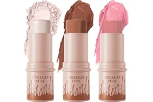 HERBENJOY 3PCS Face Contour Sticks Contour & Highlighter & Blush Makeup Set for cheek