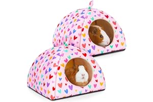 Hedgeink Lot de 2 Lits pour Cochon d’Inde – Maison Lavable pour Petit Animal avec Coussin Doux et Fond Antidérapant – Cachette pour Lapin, Hamster, Hérisson, Chinchilla et Furet