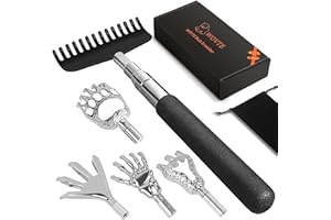 WOVTE Gratte dos Extensible avec 5 Têtes de Griffage Amovibles, Idée Cadeau Original pour Homme, Femme, Noël, Fête des Pères, Fête des Mères, Anniversaire