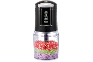 YABANO Mini Hachoir Électrique 500ml, 300W avec 4 Lames Inox & 2 Vitesses, Robot de Cuisine Compact pour Viande, Légumes, Noix, Sauces & Purées de Bébé