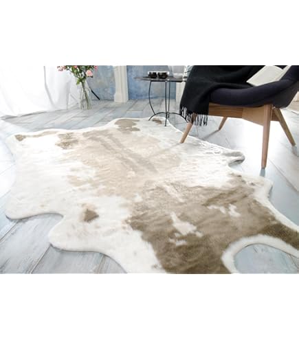 Tapis En Peau Vachette 120x180 Cm – Doré Effet Patchwork – Fait Main – Inde
