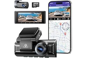 AZDOME Dashcam 4K+2.5K Delantera y Trasera con,Pantalla IPS de 3,18 Pulgadas dash cam coche, Tarjeta de 64 GB, WiFi de 5,8 GHz, GPS, WDR Gran Angular de 170°, Admite hasta 256 GB (M550 Pro)