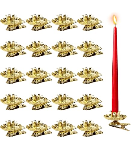 20 Stück Goldene Baumkerzenhalter-Clips - Verstellbar, Mit Tropfschutz, Für Weihnachtsbaum & Deko