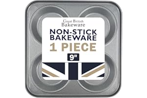 SAMUEL GROVES Great British Bakeware Single 23cm Superior Double Coated Non-Stick Giant Yorkshire Pudding Tray 4 Cup, Oven Tray, Yorkshire Pudding Tin, Baking, Oven Safe, PFOA & BPA Free Cookware, Made in England