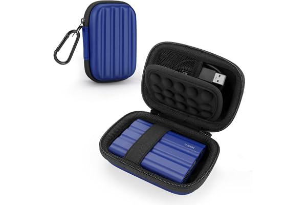 YINKE Étui Housse pour Samsung T7 Shield/ T9 / T7 / T7 Touch Disque SSD Externe Portable 1 to 2To 500Go USB 3.2, Pochette de Protection Rangement de Voyage à Coque Rigide en EVA (Bleu)