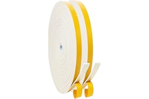 UPSEN Samoprzylepna taśma uszczelniająca do drzwi, okien, 6 mm (szer.) x 1,5 mm (śr.) / 20 m taśma piankowa, uszczelka do drzwi, gumowa taśma uszczelniająca, izolacja akustyczna (biała)