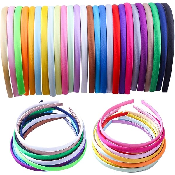 Lawie 10 Stück Schmale Metall-Stirnbänder – 7 Mm Breit, Mit Satinstoff Bezogen, Elastisch | Haarband, DIY-Basis Für Tiara & Schmuck