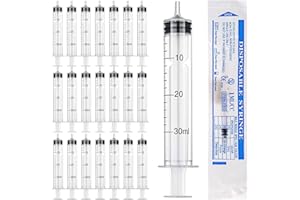 JOYSKY 25 Stück Kolostrum Spritze 30ml Kunststoff Spritze mit Deckel Liquid Spritze Sterile Spritzen ohne Nadel für Wissenschaftliche Labor Flüssigkeitsmessung und Abgabe Tierfütterung Pflanzenbewässerung