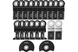 RUIOOMEEP Lames de scie multi outils 20pcs,Lames de scie oscillantes-bois-plastique-métal Set d'accessoires d'outils multifonctions pour Starlock,Makita,Milwaukee,Einhel,Bosch,Dremel et Dewalt.