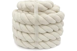 RENYIZ Thick Rope 30mm Decking Rope White String Macrame Rope Soft Cotton Rope for Garden Macrame Plant Hanger Heavy Duty Rope Beige 5M