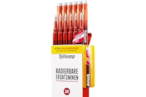 ‎LIEBKAMP LIEBKAMP Radierbare Ersatzmine rot 0,7mm [12 Stk] Für Radierbarer Kugelschreiber, Tintenroller Radierbar, Radierstift, Erasable Pen, Gelschreiber Radierbar