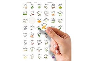 READYPRINT Etichette adesive per spezie in italiano, impermeabili, lavabili, diametro: 3 cm, con illustrazioni colorate, in vinile lucido, 48 pz.