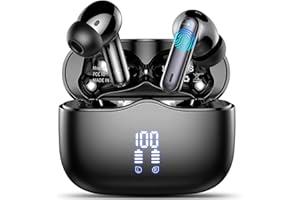 XINWLD Cuffie Bluetooth, Auricolari Bluetooth 5.4 Stereo HiFi con 4 HD Mics, Mini Cuffie Wireless Cancellazione Rumorecon, Cuffiette Bluetooth per Androide/iOS, USB-C, Earbuds IP7 Impermeabili 40 Ore, Nero