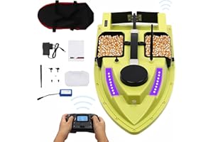 Garbenat Angelköder Boot 500M RC Köderboot Fernbedienung Futterboot mit GPS 4 Köderboxen Fischköder Boot Nachtangeln Fischköder Boot mit Suchscheinwerfer & 5200mAh für Meeren (Grün)