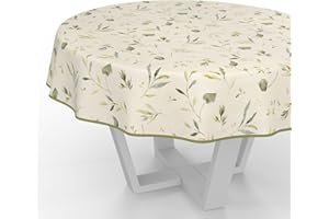 ANRO Wachstuchtischdecke Wachstischdecke Wachstuch Tischdecke abwaschbar Gartentischdecke Wasserabweisend Rund 140cm mit Saum (Eingefasst) Canada Floral