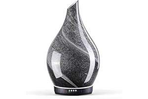 Porseme Diffusore di aromi, 280 ml, diffusore di vetro soffiato a mano, per oli essenziali, umidificatore a ultrasuoni, silenzioso, 7 tipi di colori di luce LED, senza acqua, senza BPA, per