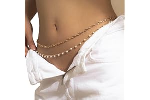 Sethain Boho Perles Pendentifs Chaîne de taille Or En couches Perle Chaînes de ventre Bikini plage Bijoux de corps pour les femmes et les filles