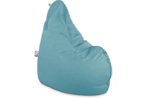 HAPPERS Puff Pera Relax Terciopelo Turquesa, Puff para Salón Tejido Tacto Piel de melocotón