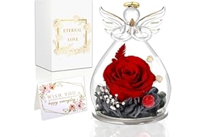 MULEVIP Rosa Stabilizzata,Rosa Eterna,Rose Stabilizzate,Rosa Stabilizzata Vera in Angel,Angelo Fiore Eterno Regalo per Mamma, Donna, Fidanzata Festa della Mamma Regalo,Regali Compleanno Donna