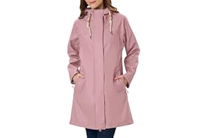 EnduaReve Regenmantel Damen Lang mit Kapuze PU Wasserdicht Regenjacke Gefütterte Funktionsjacke Outdoorjacke Outdoor Wandern