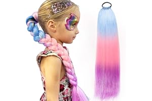‎JIAMEISI JIAMEISI Regenbogenfarbene Pferdeschwanz-Haarverlängerung mit Haargummi, 26 Zoll, 100g, Synthetisches Flechthaar, 1 Pack, Hochtemperaturfaser, #X35