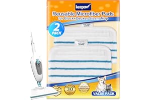 KEEPOW Panni Lavabili in Microfibra per Black and Decker FSM1616- Black & Decker Steam Mop FSMP20 Panno Rettangolari compatibile con Lavapavimenti a Vapore Steam-Mop, Set di 2 Panni