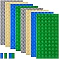 shineFinder 8 base Plates Compatible with Lego, Baseplate 5"x10" with 16 x 32 stud board (Multicolor)