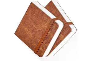 Funto Watercolor Journal Pack of 2, 10 x 10 cm, 44 Pages Each, Cold Pressed 100% Cotton, Pearlescent PU Leather Brown Hard Co