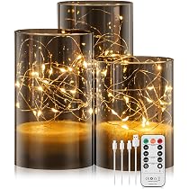 Deko Kerzen Camping Broyal 3er-Set LED Kerzen Aufladbar – Mit Timer & Fernbedienung, Flackernd Oder Non-flackernd, 10/12,5/15 Cm, Für Zuhause & Garten, Echtes Wachs
