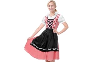 Harsever Dirndl Femme,Tenue du Festival Octobre des Femmes Traditionnel Robe Mi-long Bavaroise Ensemble de 2 Pièces avec Tablier ,2025 Oktoberfest Noir/Vert Costume pour Femme