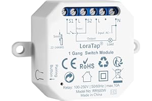 LoraTap Interrupteur WiFi Alexa Sans Fil, Va et Vient Parallèle, Récepteur 2500W 10A, Commutateur Connecté Intelligent, Commande à Distance Par Téléphone, Relais Compatible avec Google Home