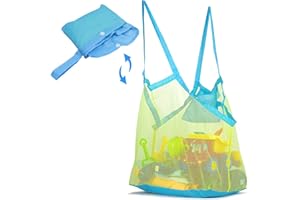Abnaok Beach Toy Bag, Sand Toy Mesh Bag Beach Bag XXL Family Sand Toy Bag