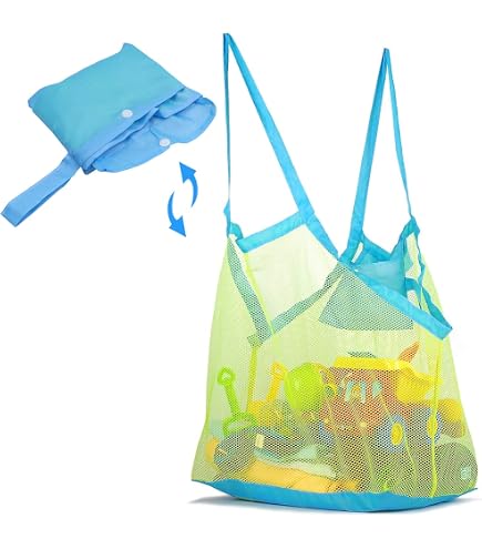 Sac Filet Pliable Pour Jouets De Plage - Grande Capacité, Léger - Idéal Voyages Famille, Plage, Camping - 2