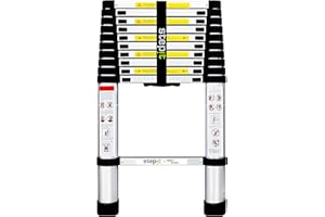 RACKIT StepIt 3.2m Aluminium Telescopic Ladder Extendable Ladder Multi-Purpose Ladder | 3 Year Warranty | Loft Ladders | 150kg Capacity, Quality Certified