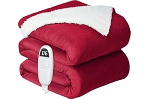 Manta Electrica Grande, anysun Manta Eléctrica 200 x 180 cm, 6 Niveles de Calor y 10 Horas Niveles de Temporizador, Manta Electrica para el Hogar, Cama, Sofá, Oficina, Lavable a Máquina