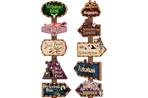 Lahe POLDE Zauberer Party Richtungsschilder, Harry Willkommensschilder, Zauberer Welt Wichtiger Standort Wegweiser, magischen Filmnächten Zauberer Themenpartys Geburtstags Deko(10 Stück)