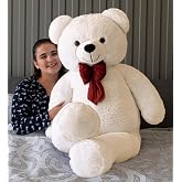 &Ouml;zg&uuml;ner Oyuncak 160 cm Dev Pel&uuml;ş Ayı, Papyonlu ve Sarılmalık, Yumuşak ve Sevimli B&uuml;y&uuml;k Boy, Sevgiliye Hediye (Krem)